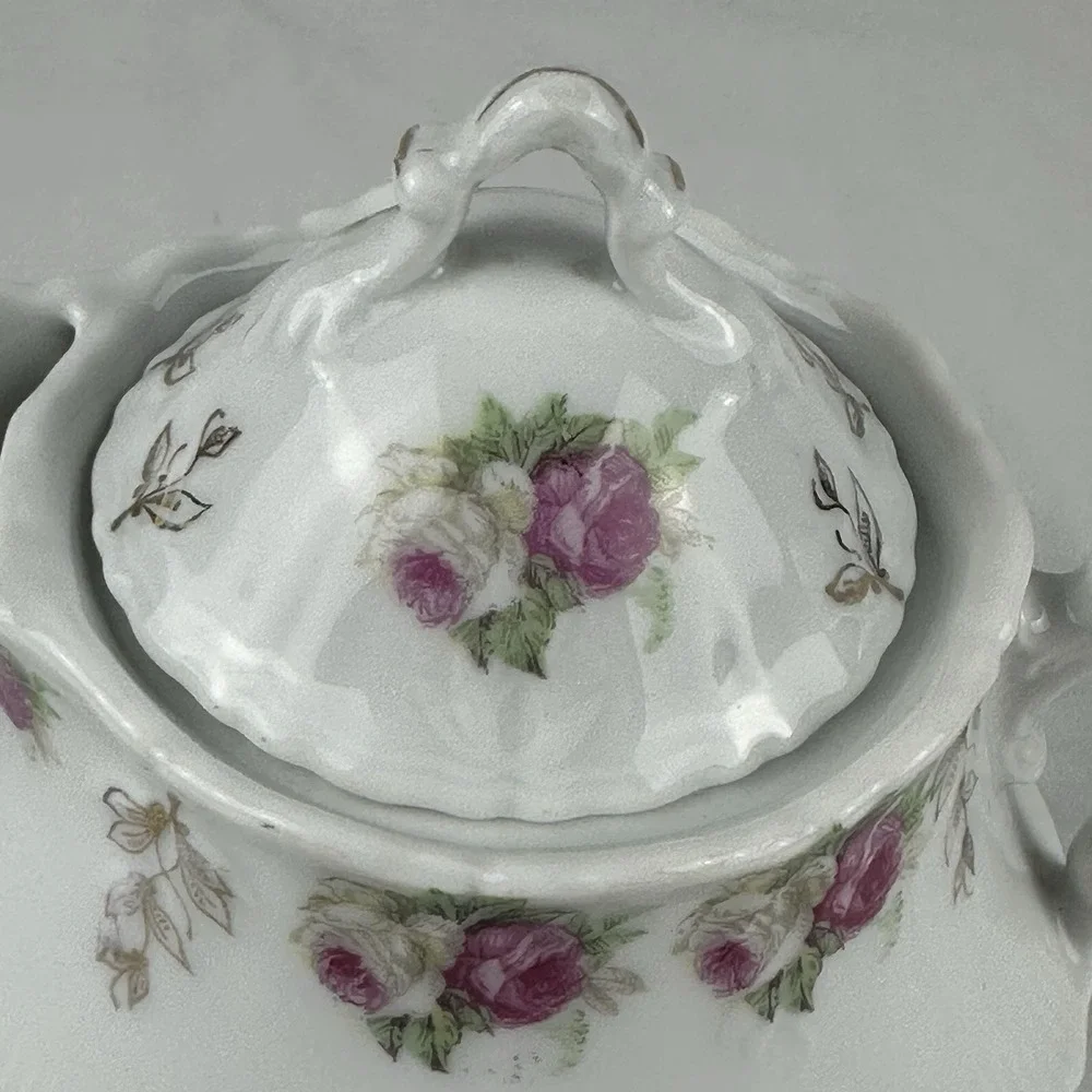 CT‎ Altwasser Teapot Rose & Gold Pattern Germany Floral circa 1900 Cottagecore
